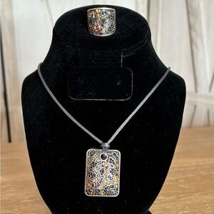 Brighton Totem Pendant Ring Set RETIRED EUC animal print, boho, whimsical